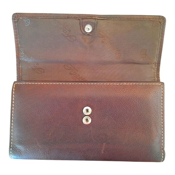 Fossil Leather Envelope Wallet Checkbook Clutch Trifold Billfold Carryall Brown - Picture 4 of 13